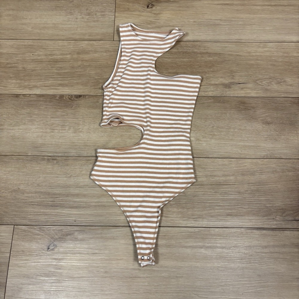 Abercrombie & Fitch Bodysuit Womens Ribbed High Neck Tank  Striped‎ Small S